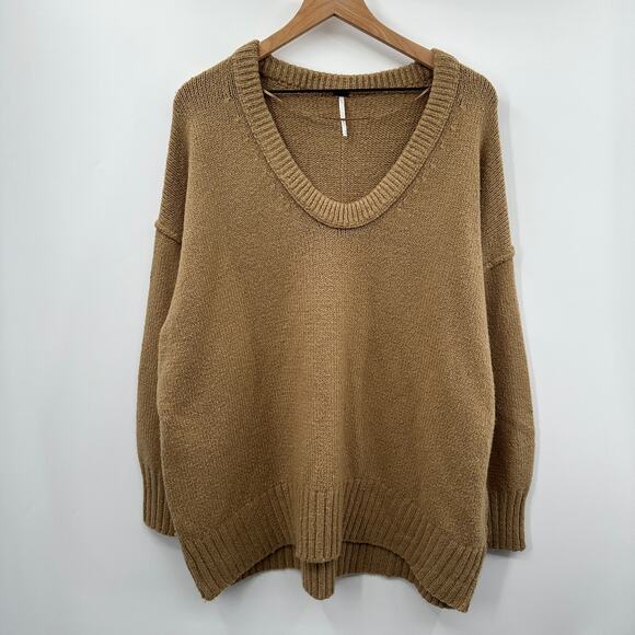 Free People Brookside Tunic Sweater Knit in Desert Camel Size M - Picture 3 of 11